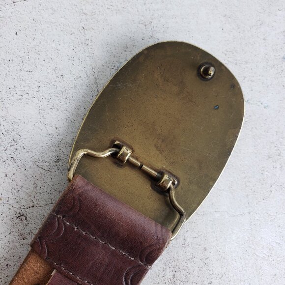 Vintage Lucky Brand Leather Belt Brown Studded Bohemian Beaded Buckle Western L main image 11